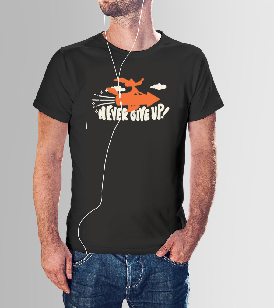 Wile E Coyote Never Give Up Looney Tunes Rocket Humor T-Shirt