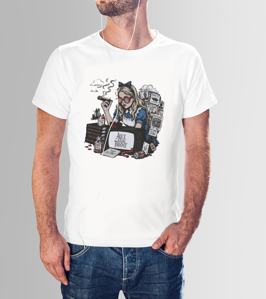 Alice Falling Podcast Conspiracy Theory Red Pill Top Secret Area 51 Reptilians Seeing Is Believing T-Shirt