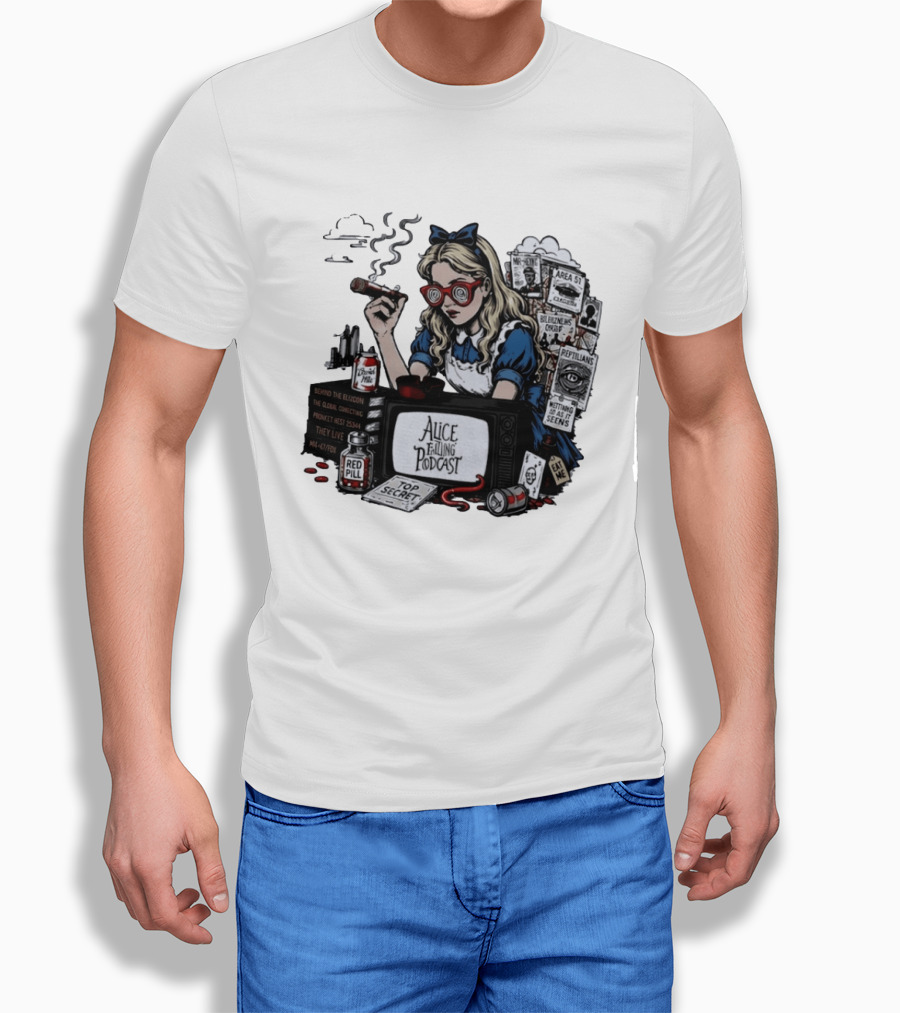 Alice Falling Podcast Conspiracy Theory Red Pill Top Secret Area 51 Reptilians Seeing Is Believing T-Shirt