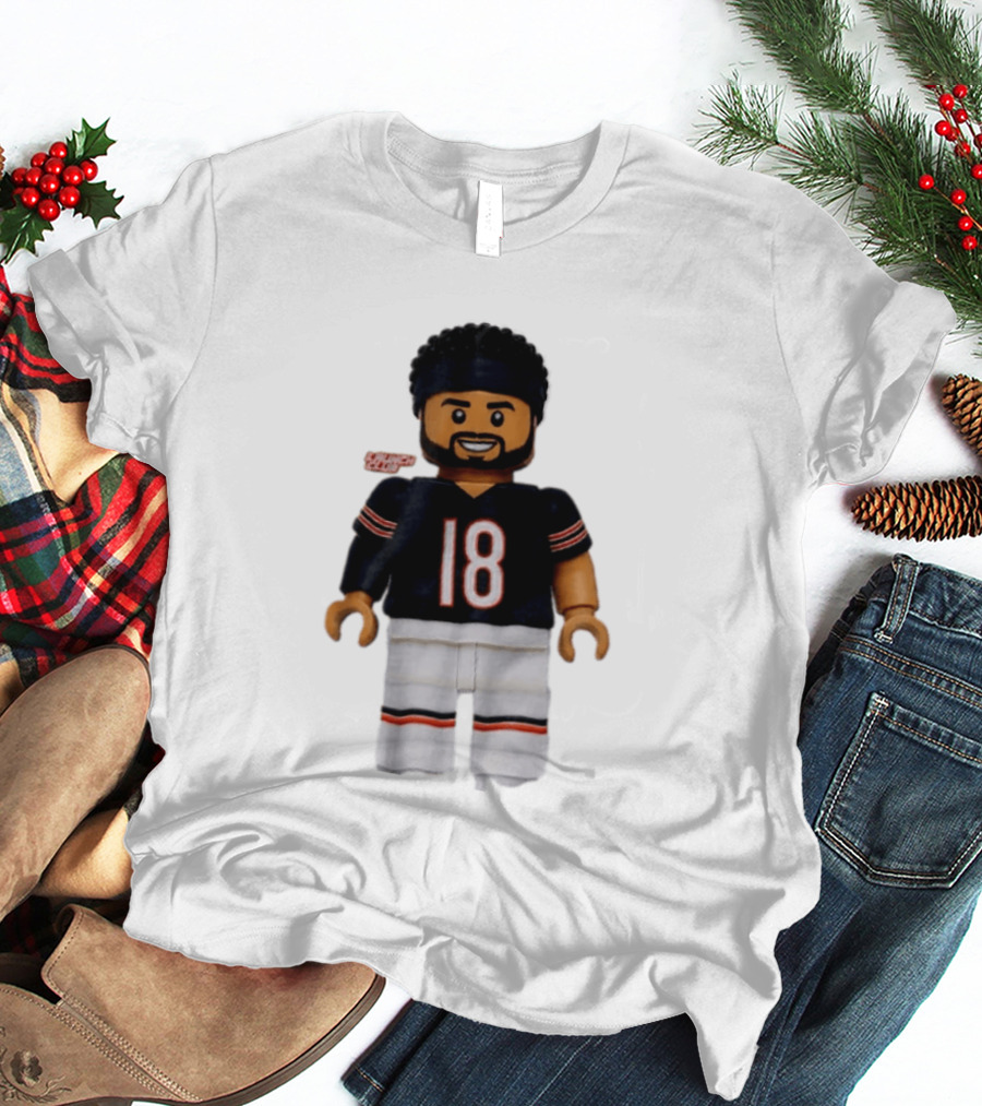 Chicago Bears Quarterback Caleb Williams 18 Lego Minifigure T-Shirt
