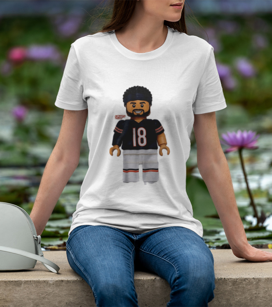 Chicago Bears Quarterback Caleb Williams 18 Lego Minifigure T-Shirt