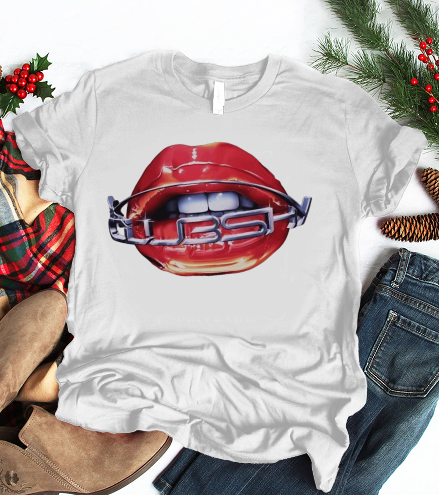 Chicago Cubs Lips Y2K MLB Baseball Chrome Letters T-Shirt