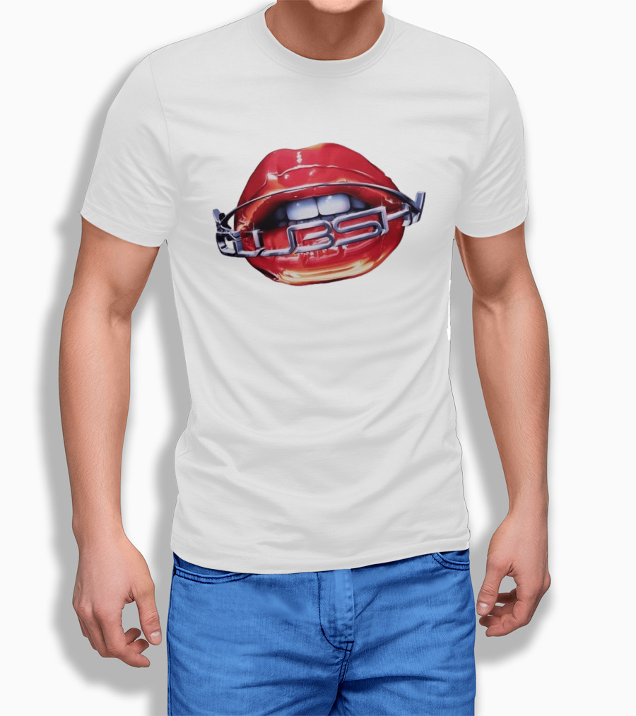 Chicago Cubs Lips Y2K MLB Baseball Chrome Letters T-Shirt