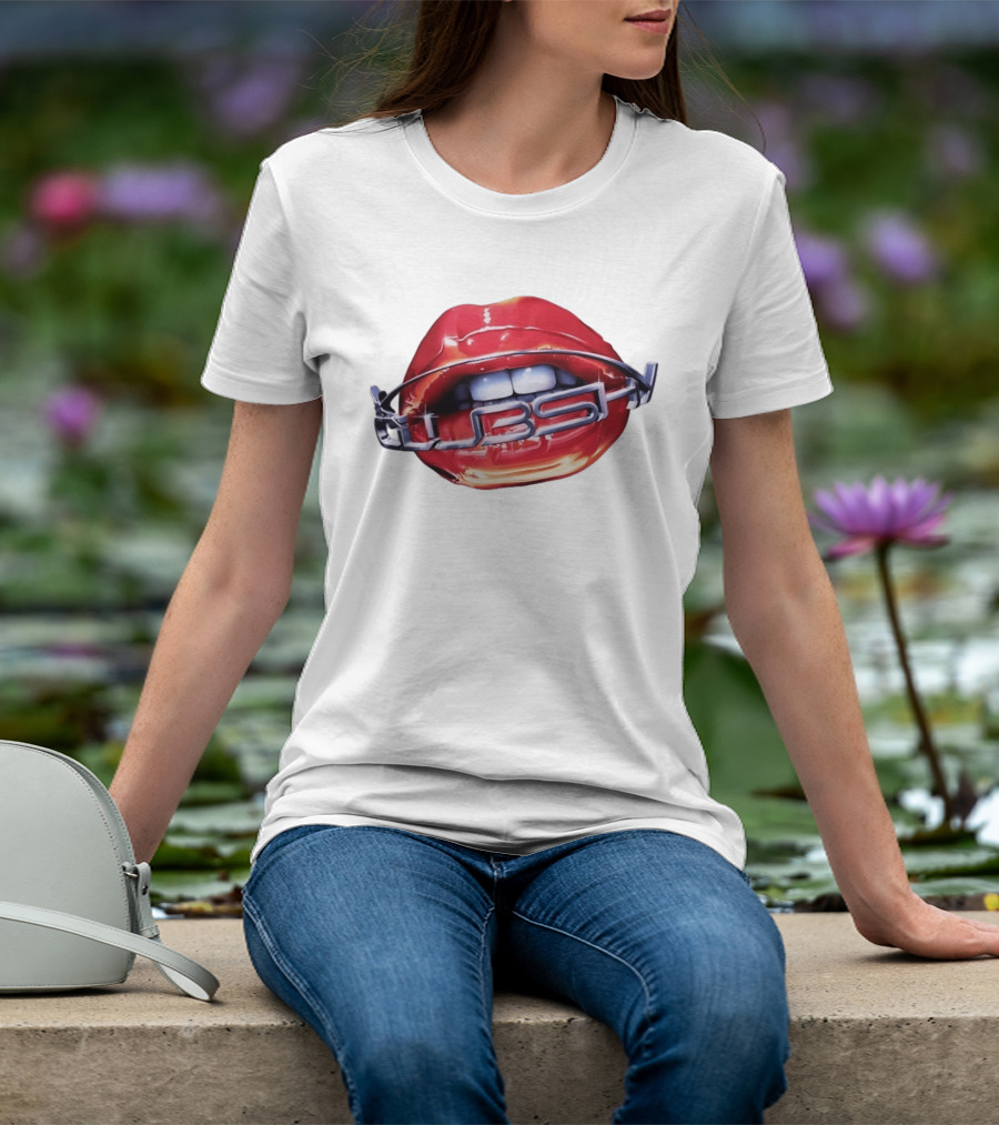 Chicago Cubs Lips Y2K MLB Baseball Chrome Letters T-Shirt
