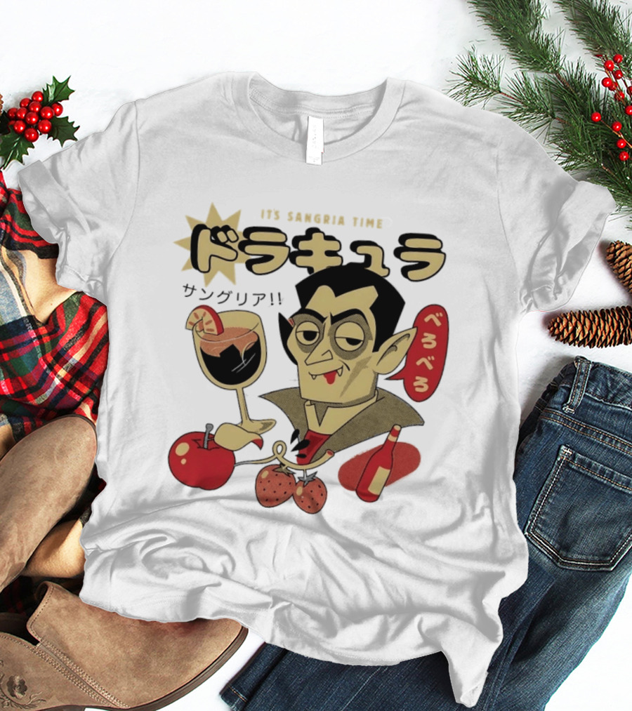 Dracula It's Sangria Time Japanese Vampire Bero Bero Retro Drink T-Shirt