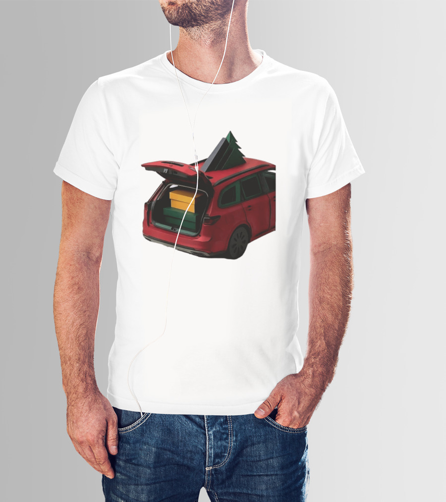 Most Likely To Pack The Car Festive Holiday Travel Scene With Christmas Tree And Gifts T-Shirt