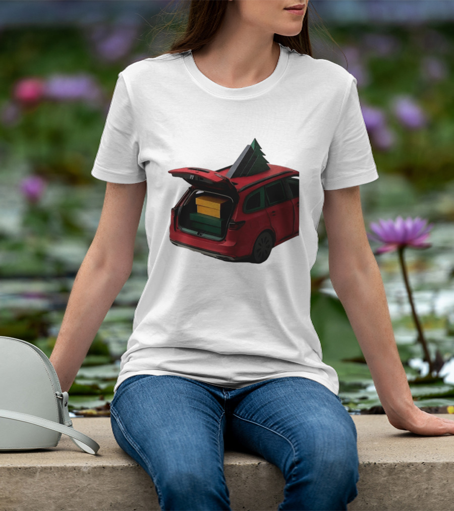 Most Likely To Pack The Car Festive Holiday Travel Scene With Christmas Tree And Gifts T-Shirt
