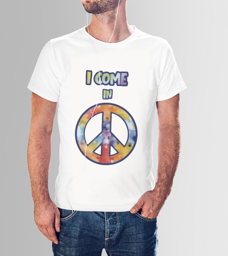 I Come In Peace Puzzle Piece Autism Awareness T-Shirt