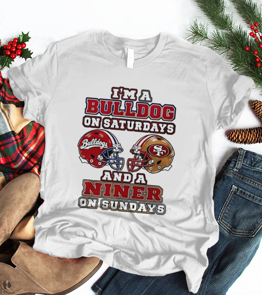 I'm A Bulldog On Saturdays And A Niner On Sundays Football Helmets T-Shirt