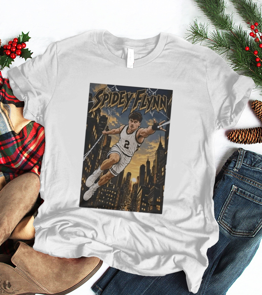 Spidey Flynn Basketball Superhero City Skyline Action T-Shirt