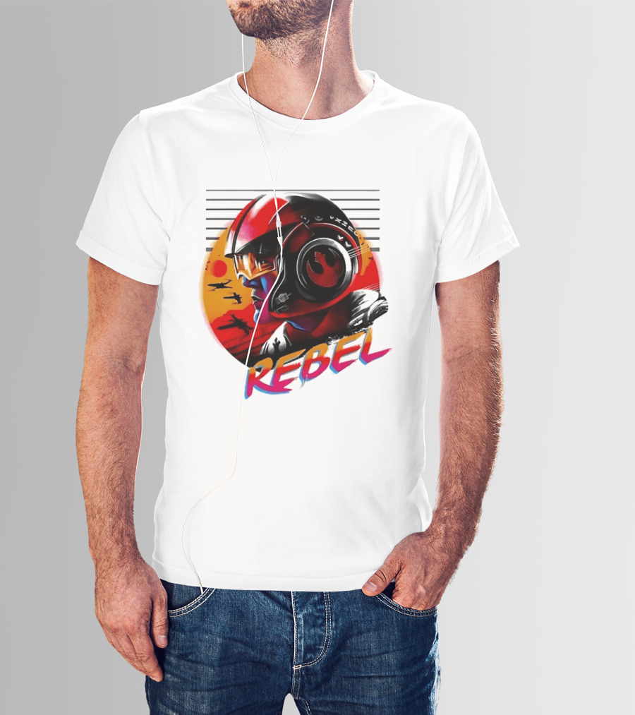 Star Wars Rebel Pilot Helmet Sunset Sci Fi Rebel T-Shirt