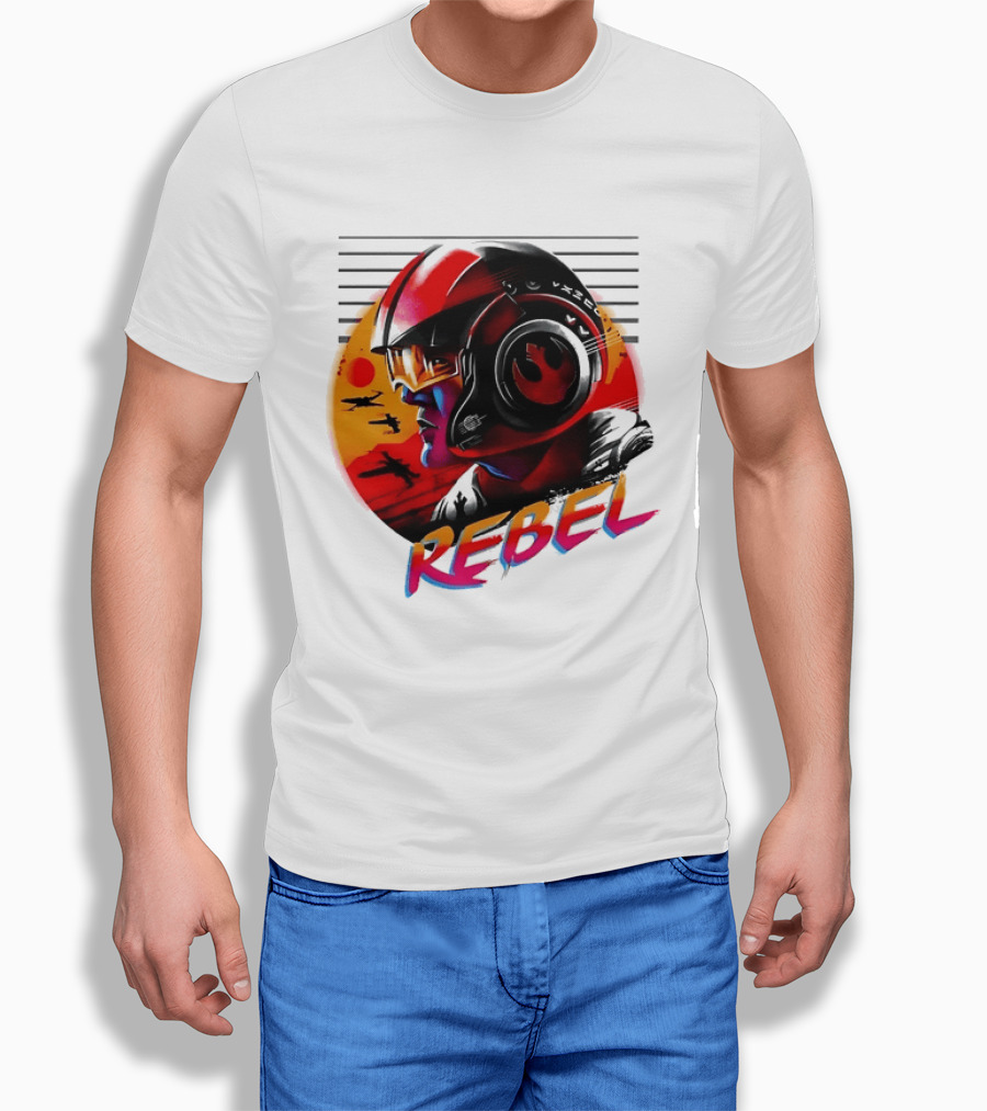 Star Wars Rebel Pilot Helmet Sunset Sci Fi Rebel T-Shirt