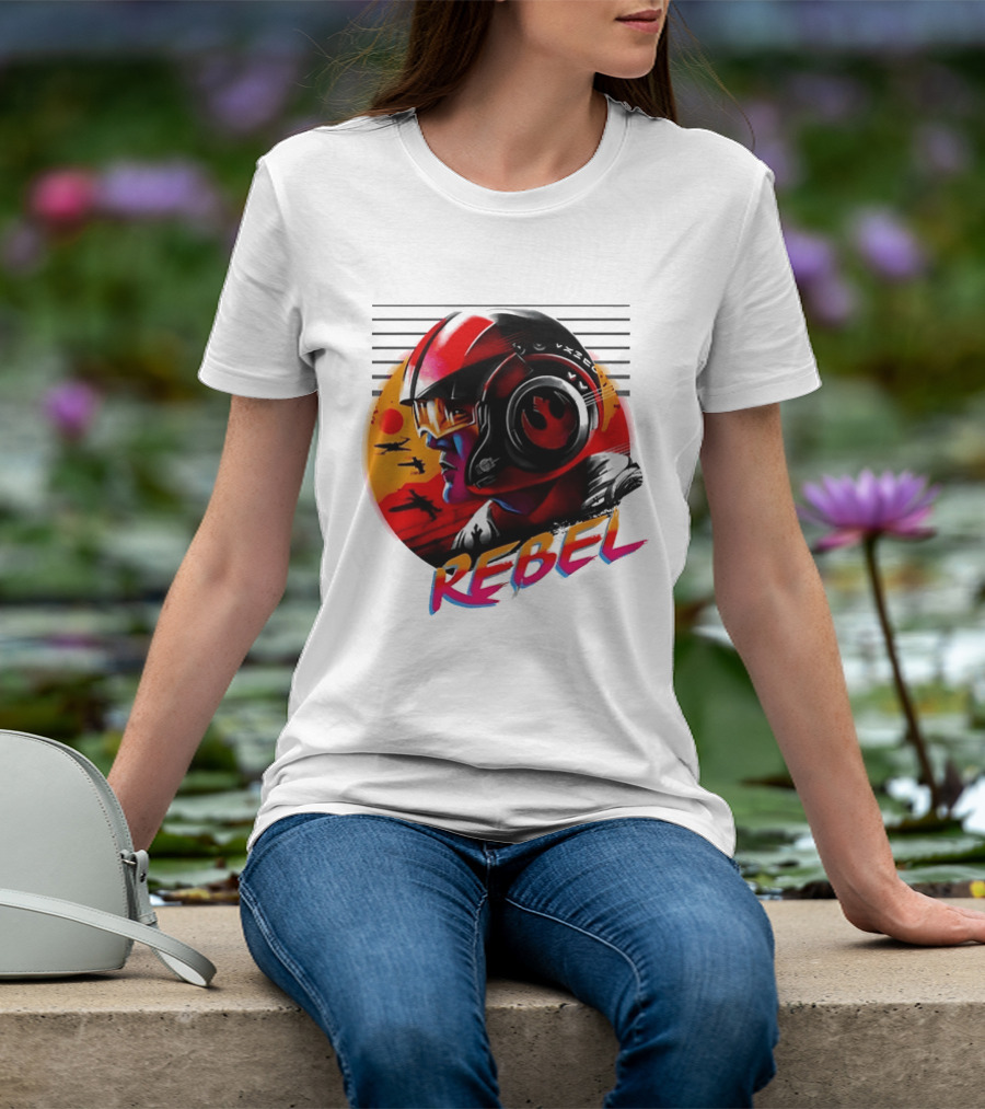 Star Wars Rebel Pilot Helmet Sunset Sci Fi Rebel T-Shirt