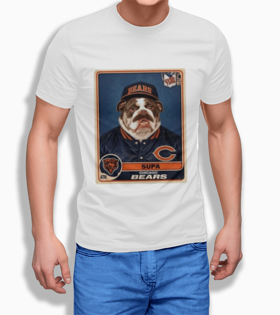 Supa Chicago Bears Football Trading Card Bulldog ATH T-Shirt
