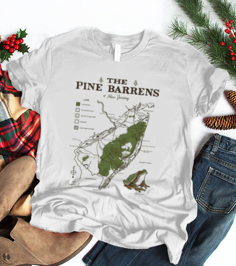 The Pine Barrens Of New Jersey Map Adventure Landmarks Forest Areas T-Shirt
