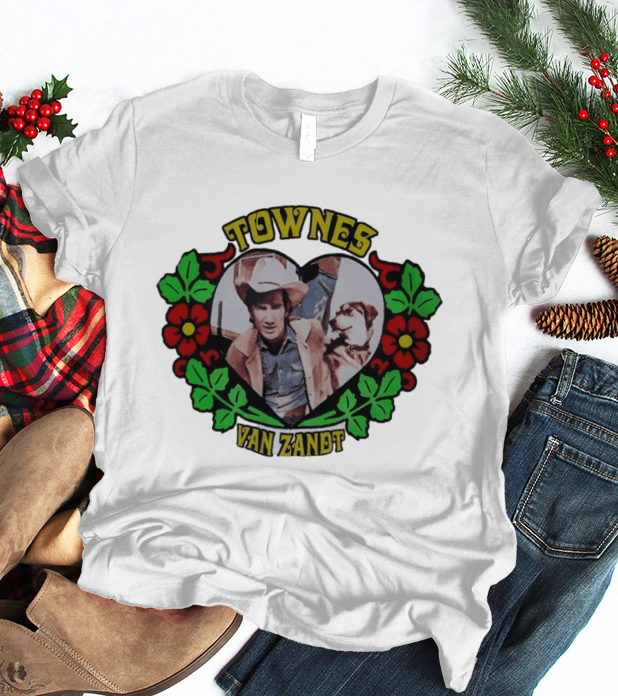 Townes Van Zandt Heart And Flowers Retro Folk T-Shirt