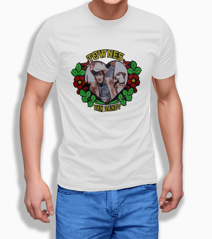 Townes Van Zandt Heart And Flowers Retro Folk T-Shirt