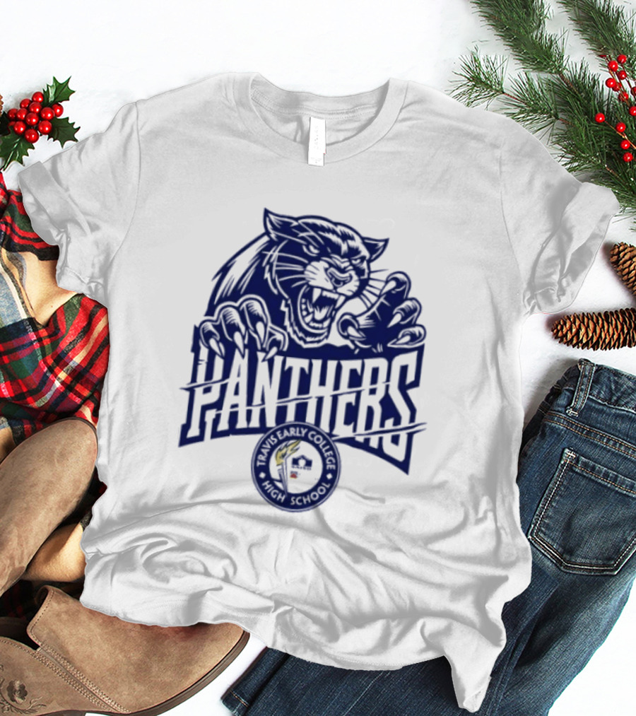 Travis Early College High School Panthers Roaring Panther Paw Claw T-Shirt