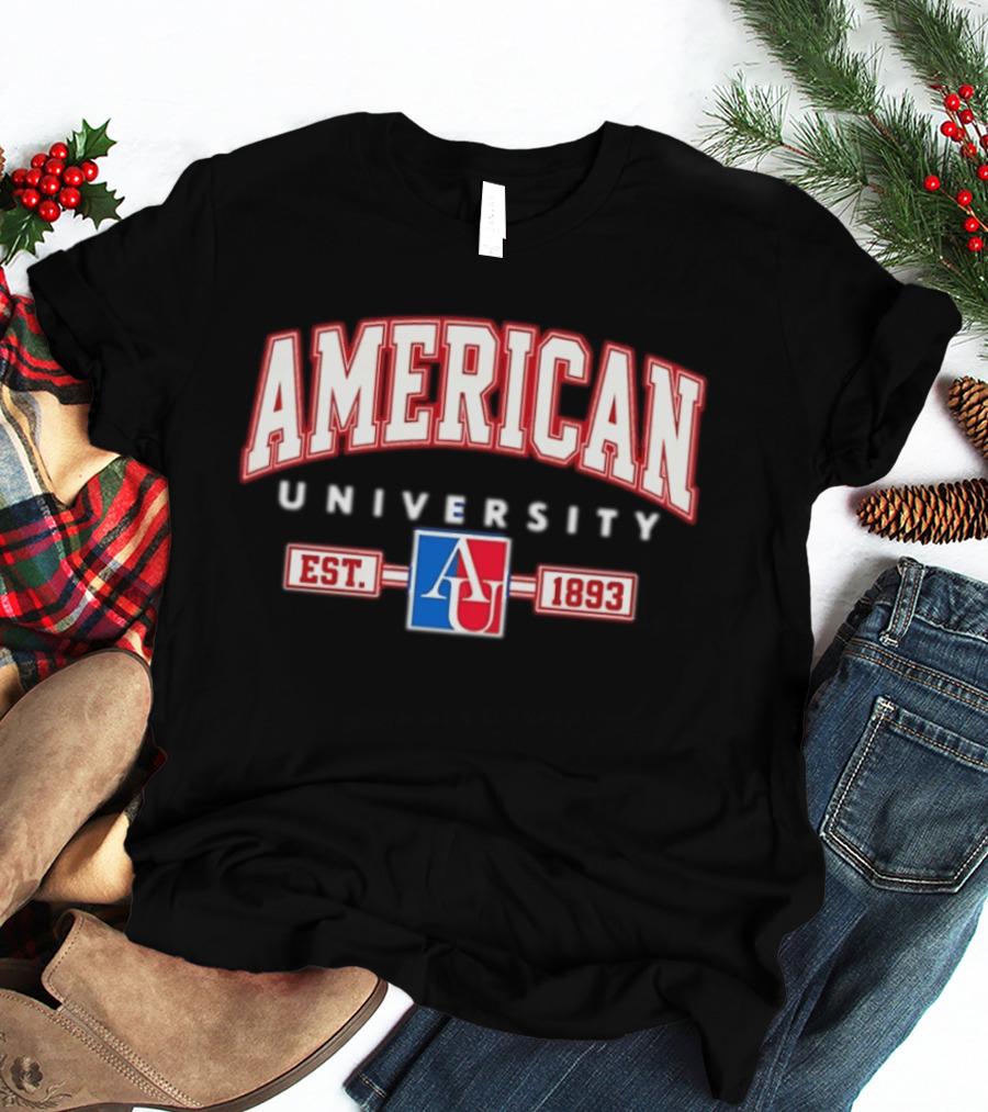 American University AU Est 1893 Logo Red White T-Shirt