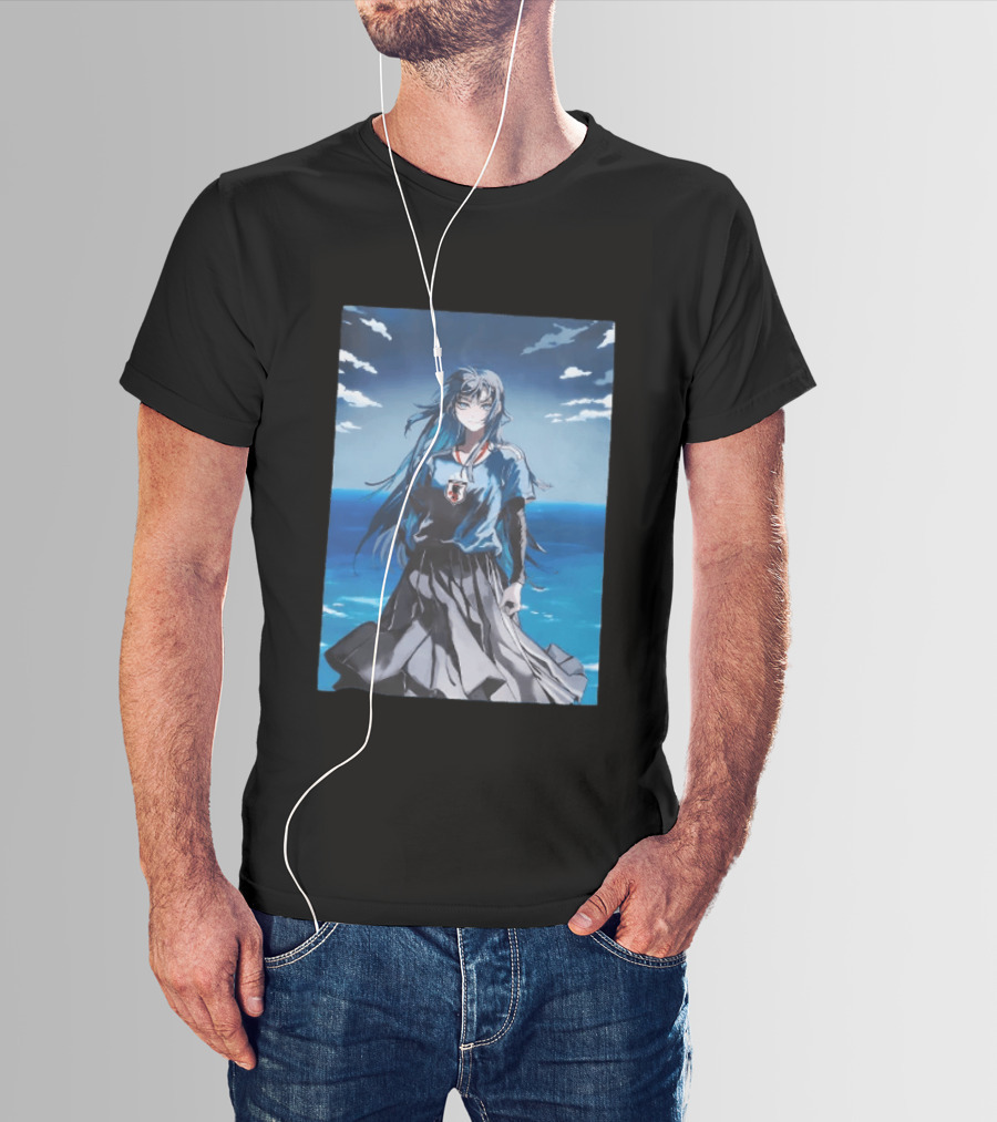 Anime Girl Japan National Football Team JFA Samurai Ocean Scene T-Shirt