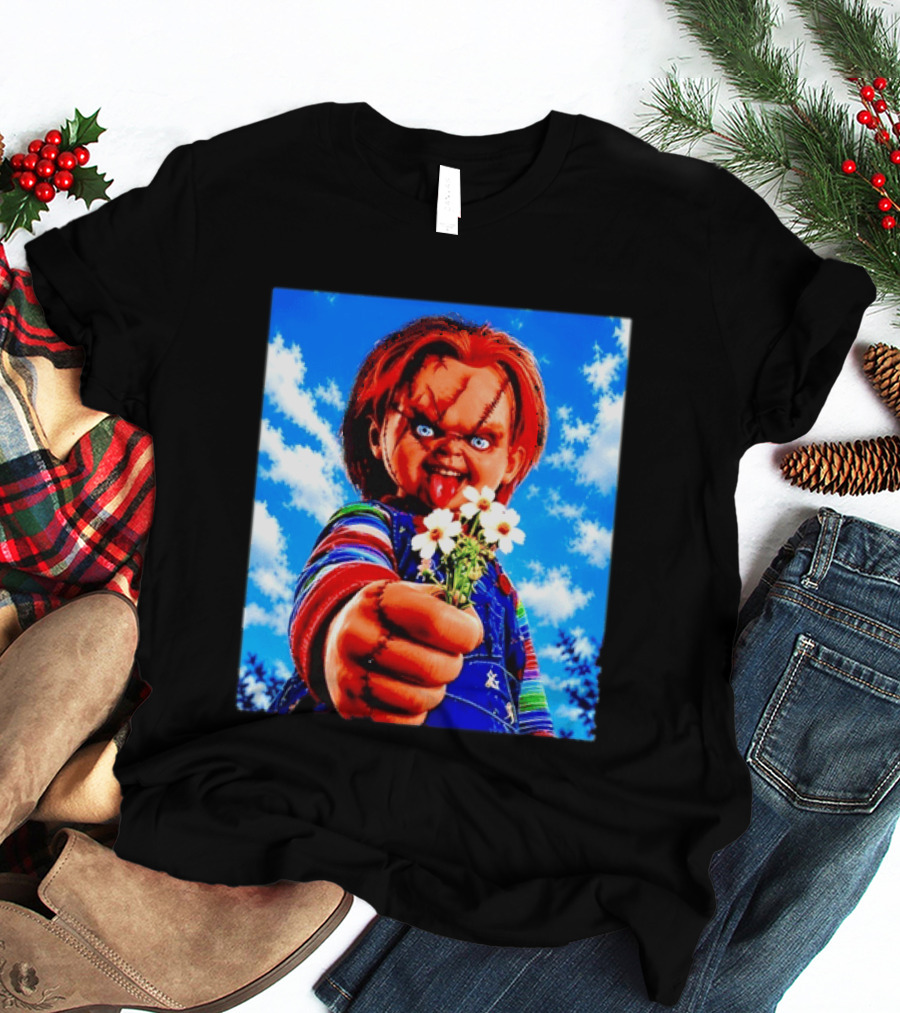 Chucky Child's Play Horror Movie Flowers Gesture T-Shirt