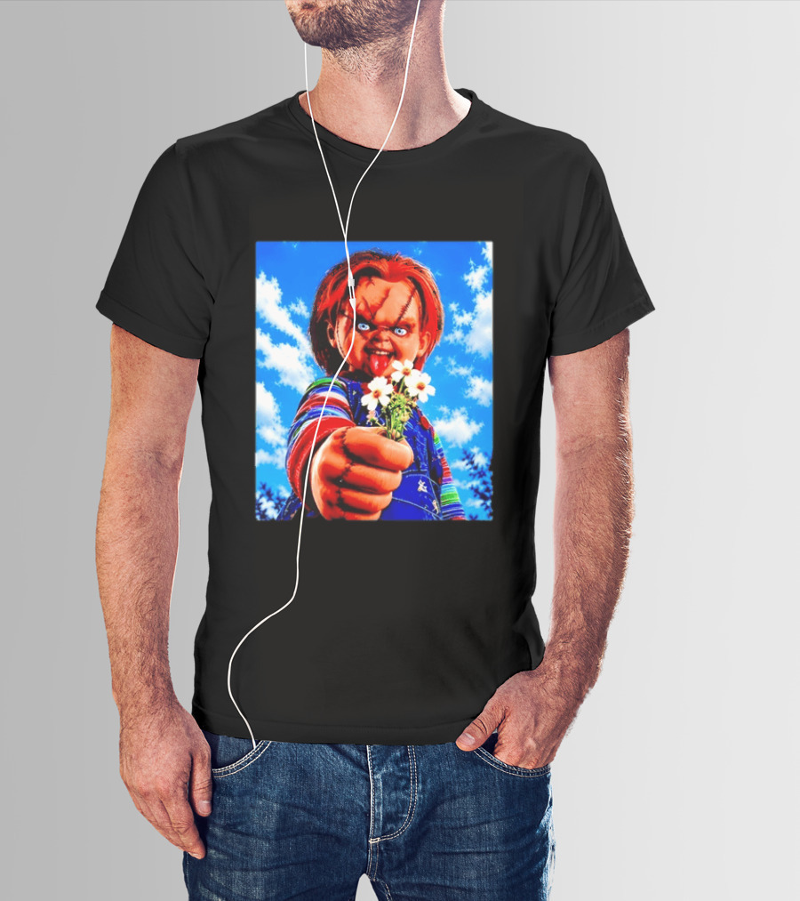 Chucky Child's Play Horror Movie Flowers Gesture T-Shirt