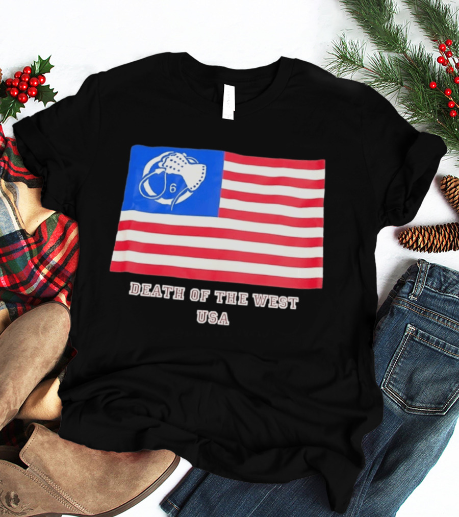 Death Of The West USA Flag Hockey Mask And Crossbones 6 T-Shirt