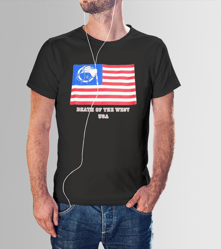 Death Of The West USA Flag Hockey Mask And Crossbones 6 T-Shirt
