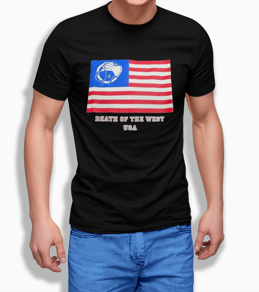 Death Of The West USA Flag Hockey Mask And Crossbones 6 T-Shirt