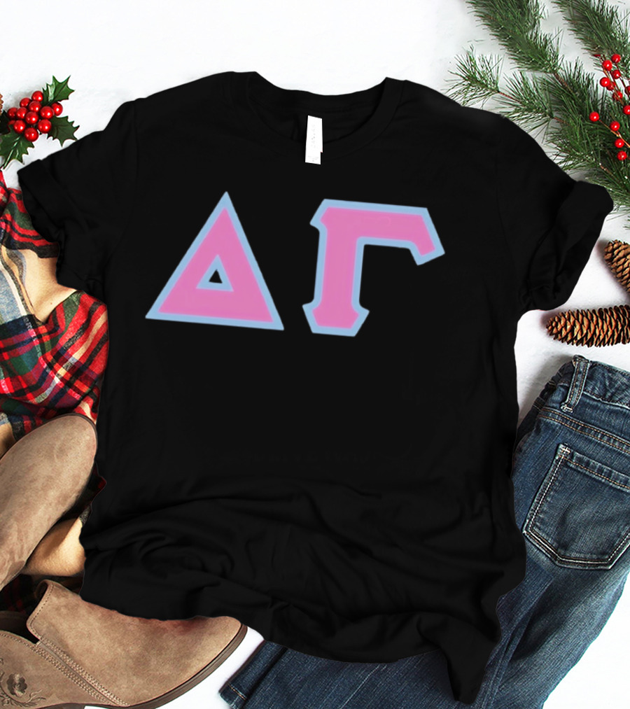 Delta Gamma Sorority Greek Letters Pink And Blue T-Shirt
