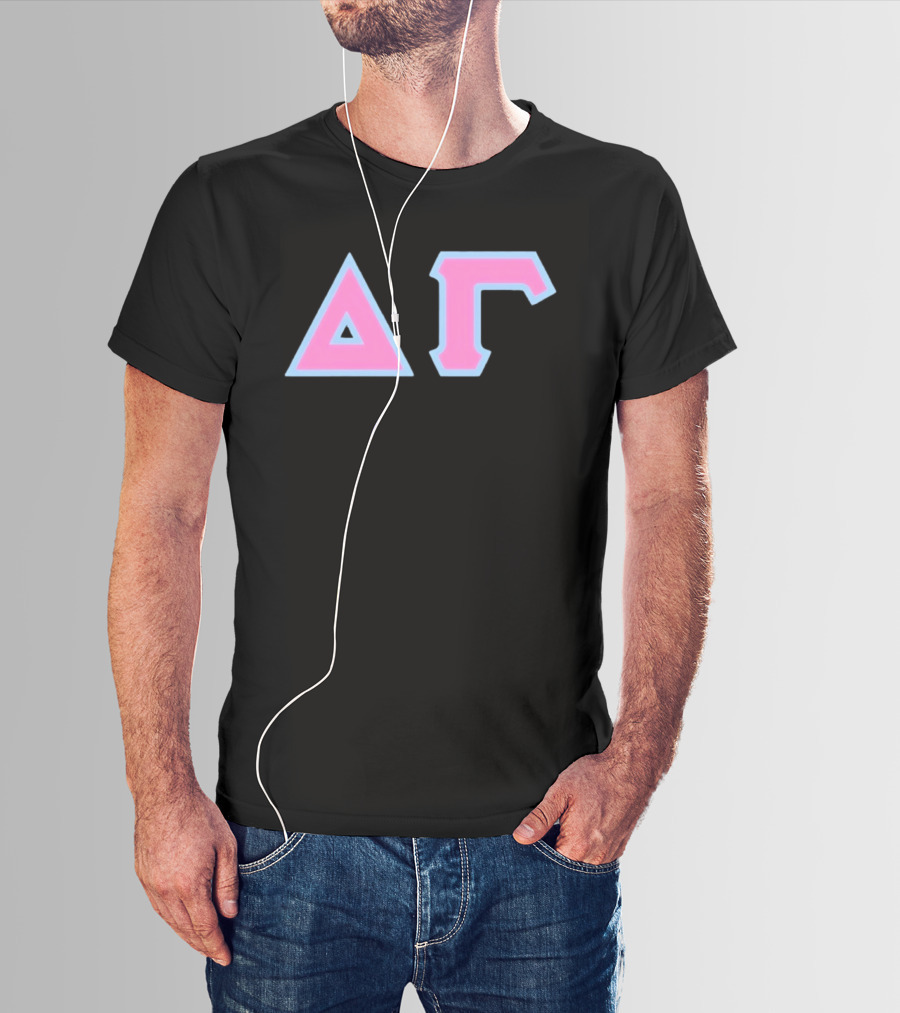 Delta Gamma Sorority Greek Letters Pink And Blue T-Shirt
