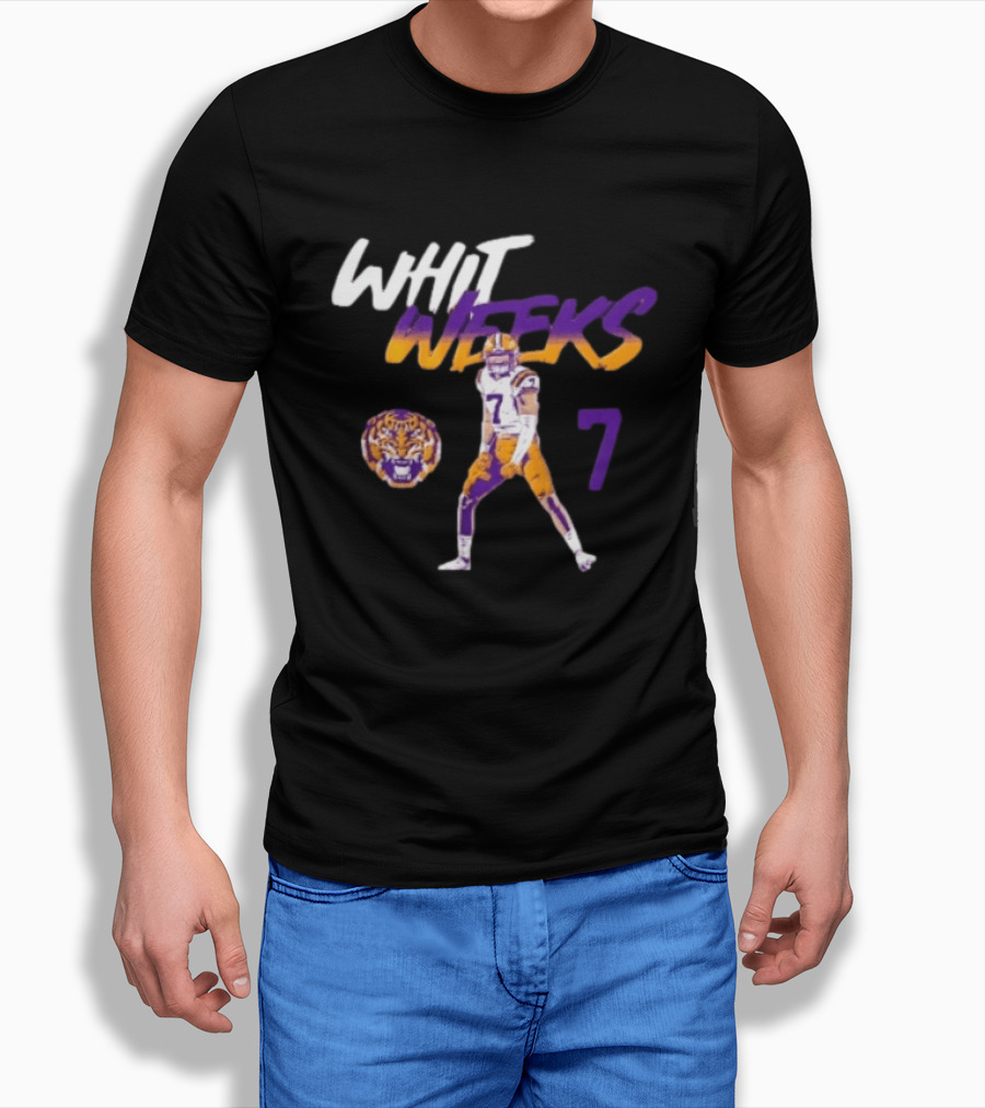 LSU Tigers Football Whit Weeks 7 Player Pose Tiger T-Shirt
