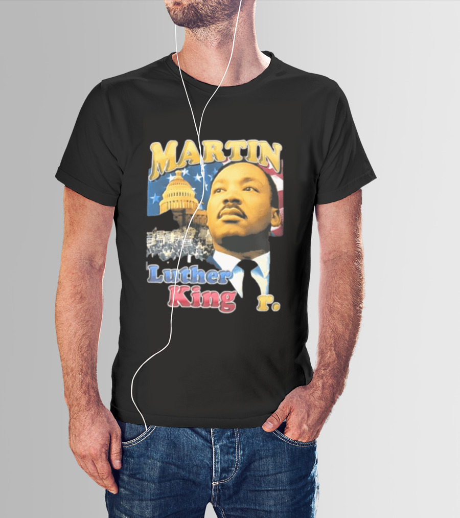 Martin Luther King Jr US Capitol American Flag Civil Rights March T-Shirt