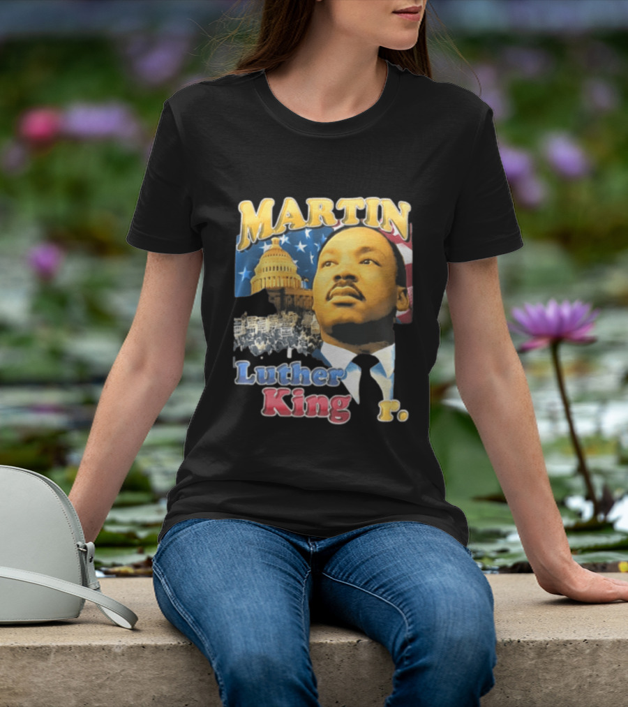 Martin Luther King Jr US Capitol American Flag Civil Rights March T-Shirt