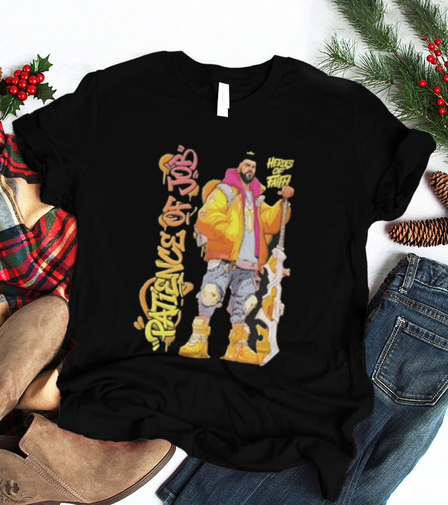Patience Of Job Heroes Of Faith Bearded Man Sword Cartoon T-Shirt
