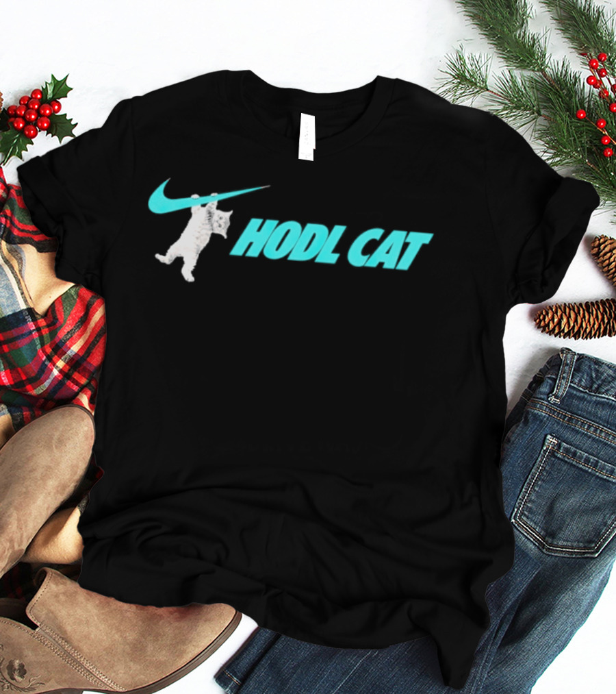 Hodl Cat Crypto Bitcoin Investing Kitten With Iconic Swoosh T-Shirt