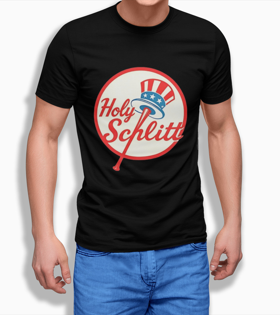 Holy Schlitt Uncle Sam Hat Patriotic Baseball T-Shirt