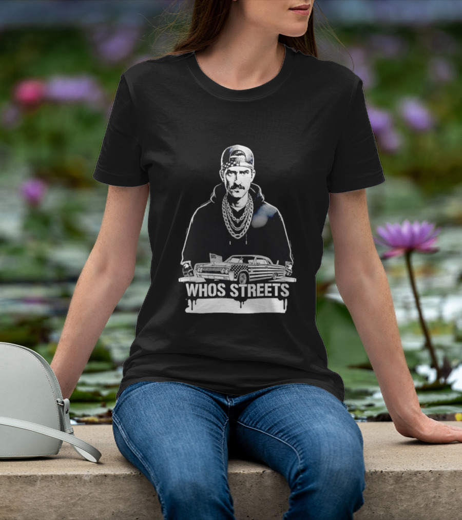 Whos Streets American Flag Car And Man Street Chain Hip Hop Culture T-Shirt
