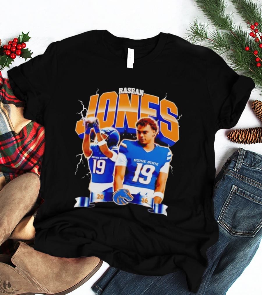 Rasean Jones Boise State Football 2026 Electric Blue Broncos T-Shirt