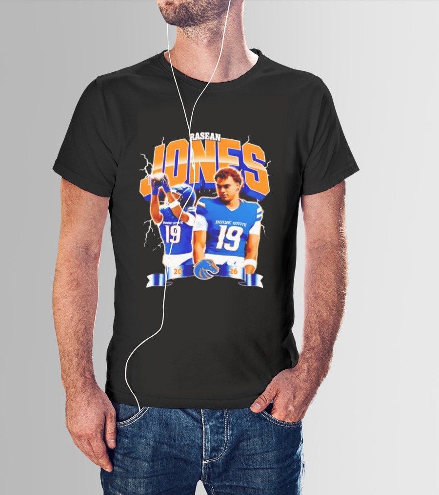 Rasean Jones Boise State Football 2026 Electric Blue Broncos T-Shirt