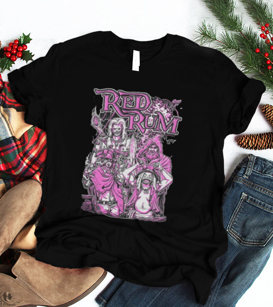 Red Rum Pink Pirate Crew Captain Hooded Wizard Comic Line T-Shirt
