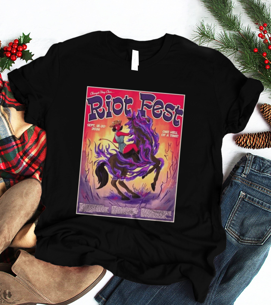 Chicago Douglass Park Riot Fest 2026 Devil Cowgirl Artwork September 18 20 One Hell Of A Time T-Shirt