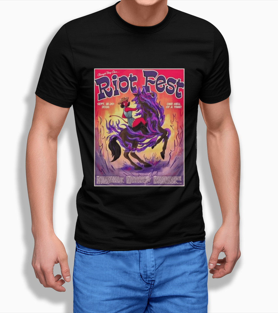 Chicago Douglass Park Riot Fest 2026 Devil Cowgirl Artwork September 18 20 One Hell Of A Time T-Shirt