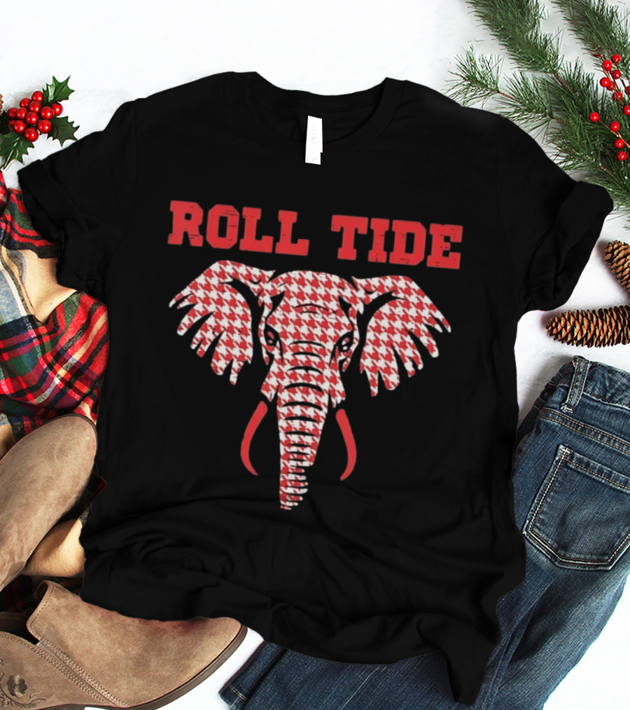 Alabama Crimson Tide Roll Tide Houndstooth Elephant T-Shirt