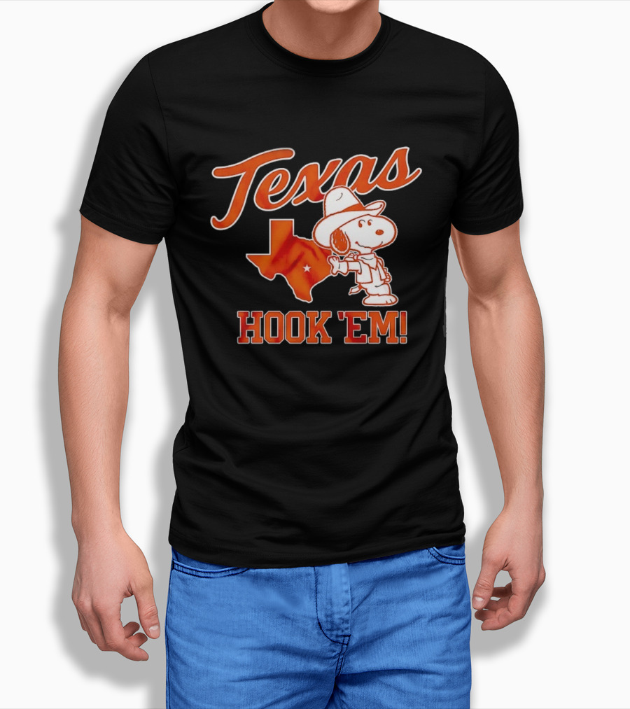 Texas Snoopy Hook 'Em Peanuts Cowboy Spirit T-Shirt