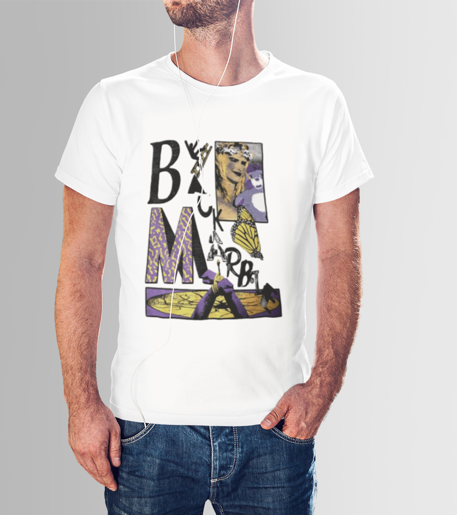 Black Marble Butterfly Tied Hands Woman Ladder T-Shirt