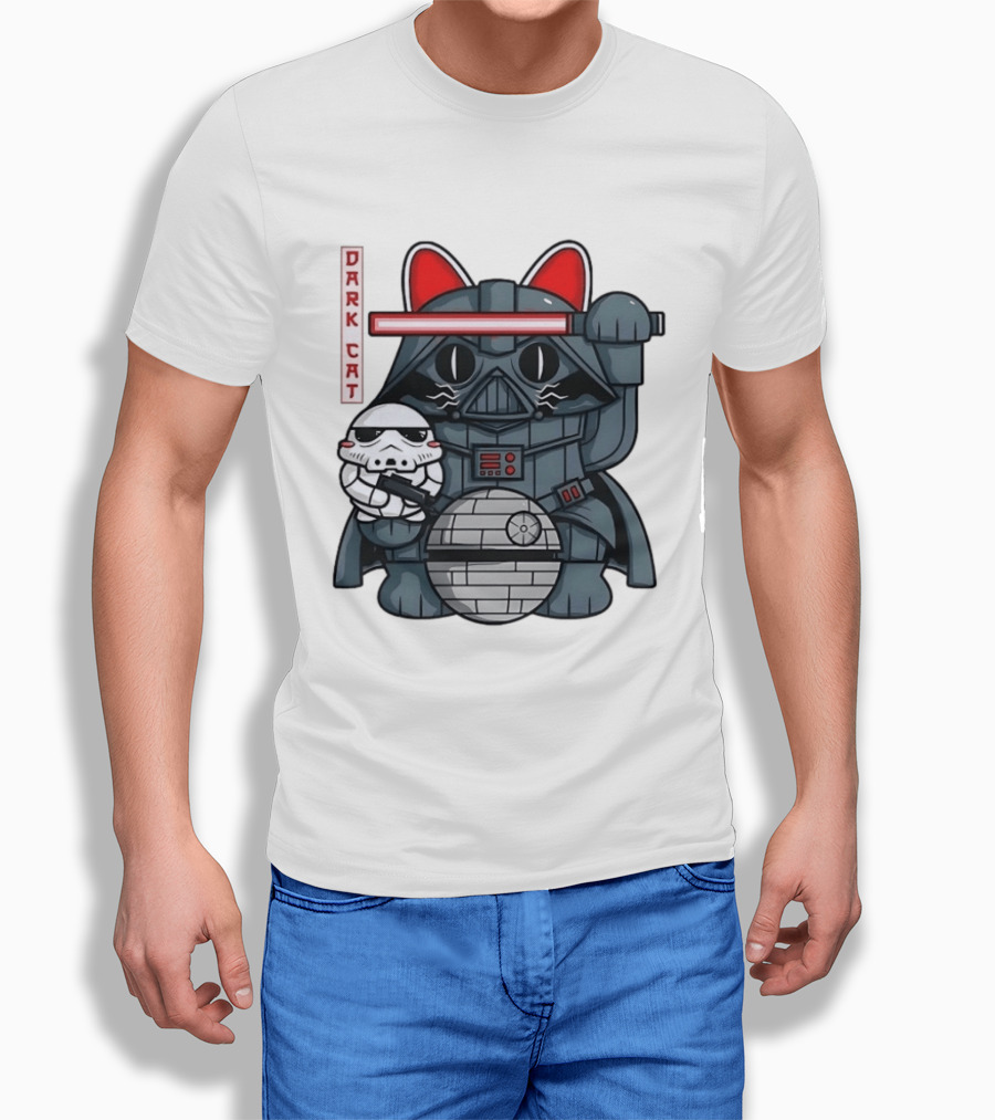 Dark Cat Vader Star Wars Cat Holding Stormtrooper Helmet T-Shirt