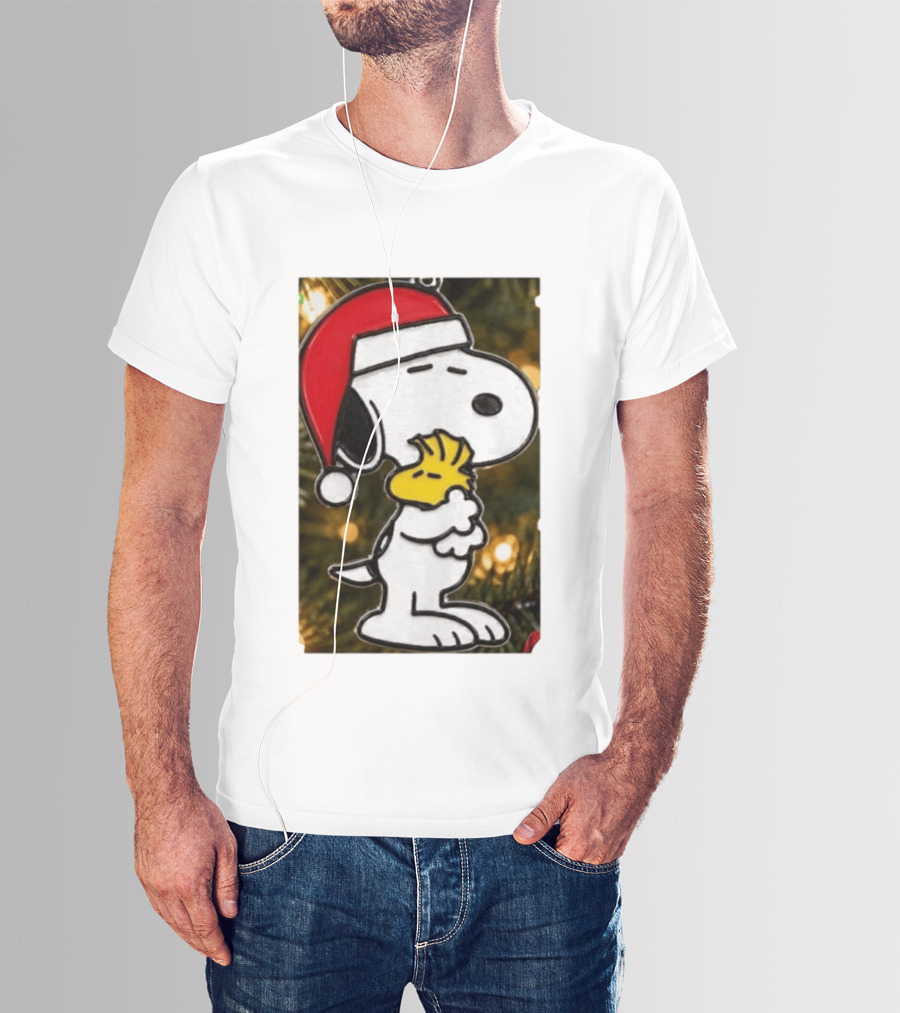 Snoopy Woodstock Christmas Hugging Best Holiday Gift Peanuts T-Shirt