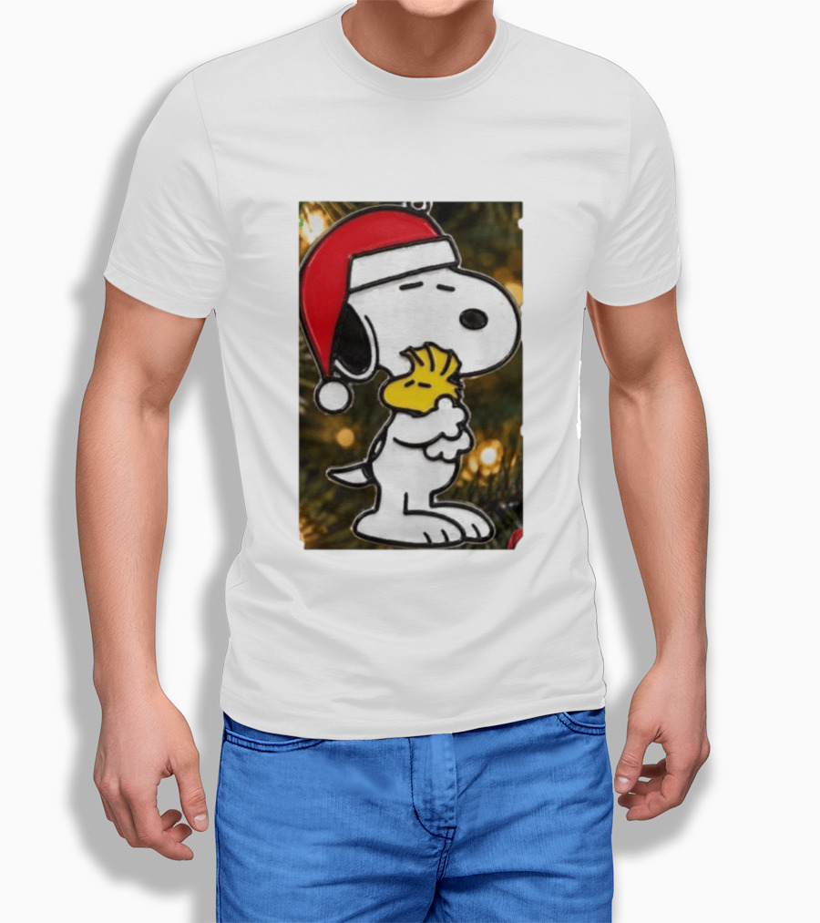 Snoopy Woodstock Christmas Hugging Best Holiday Gift Peanuts T-Shirt