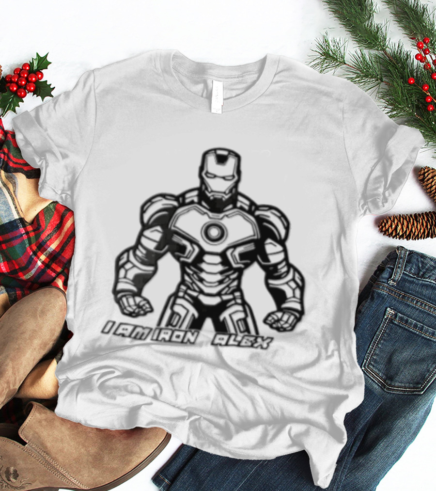 I Am Iron Alex Armored Superhero Clenched Fists Line T-Shirt